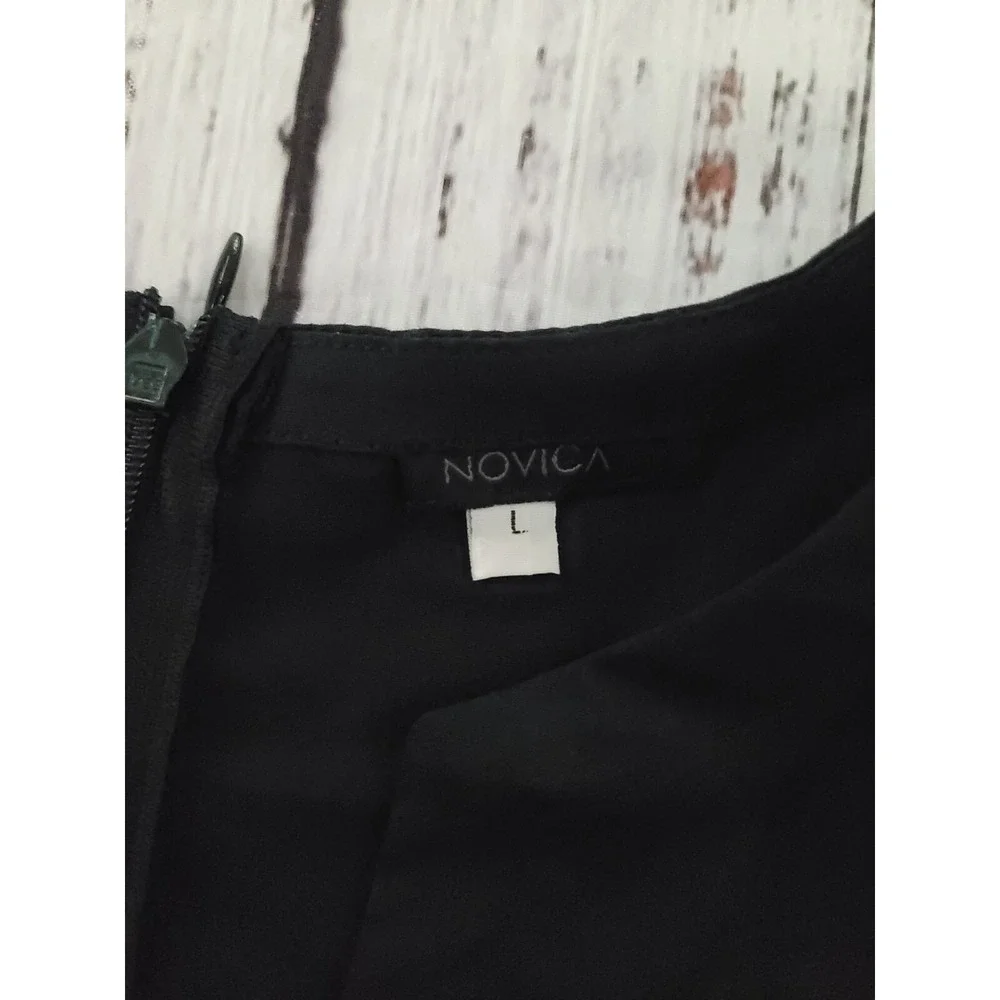 Novica Black Sleeveless Cotton Dress Women's L - Picture 7 of 11